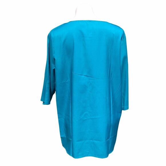 Teal abstract fox design short sleeve blouse tunic - Picture 3 of 8